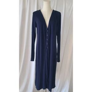 Anthropologie Daily Practice Womens Navy Blue Duster Midi Cardigan Medium